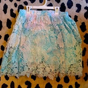 Custom tie dyed skirt, blue and pink
